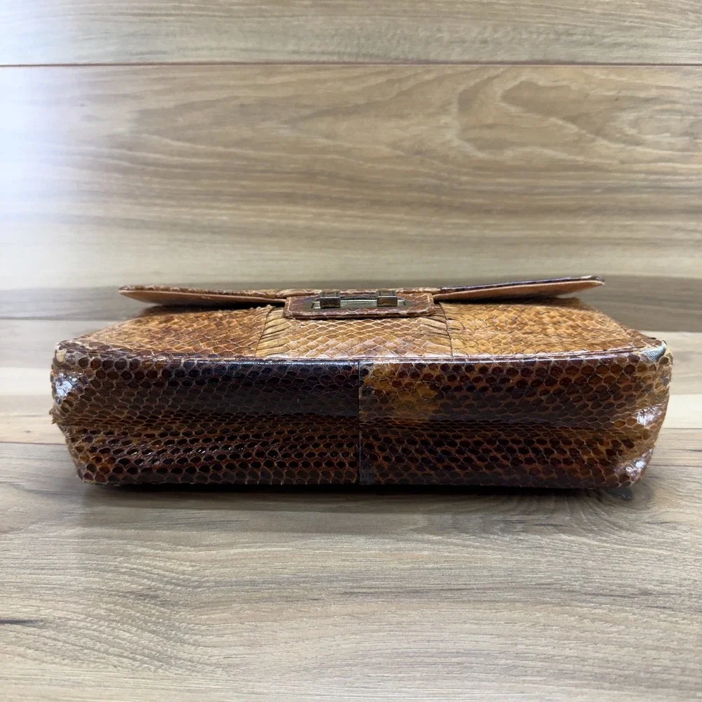 Murray Kruger Vintage Snake Skin Turnlock Flap Chain Strap Bag